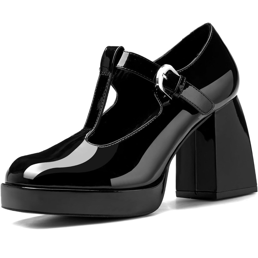 Coutgo Black Patent Mary Jane Platform Heels | Size 7.5 NIB